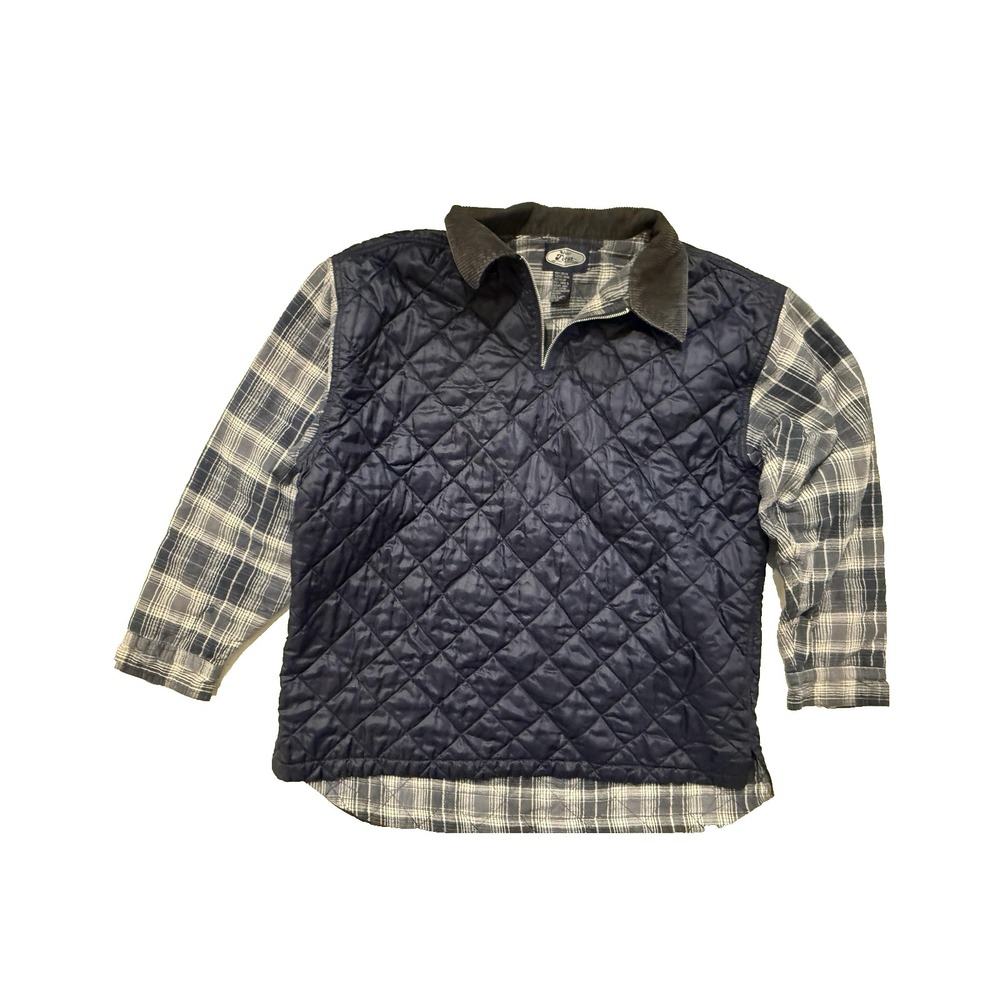 Vintage Wear First Quilted Chore Pullover Men LG Flannel Lined Corduroy Collar‎